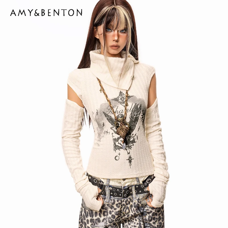 2025 Autumn New Detachable Sleeve Women's T-Shirts Retro Design Punk Sweet Cool Graffiti Print Y2K Hot Girl Knitted Tops Ladies
2025 Autumn New Detachable Sleeve Women's T-Shirts Retro Design Punk Sweet Cool Graffiti Print Y2K Hot Girl Knitted Tops Ladies