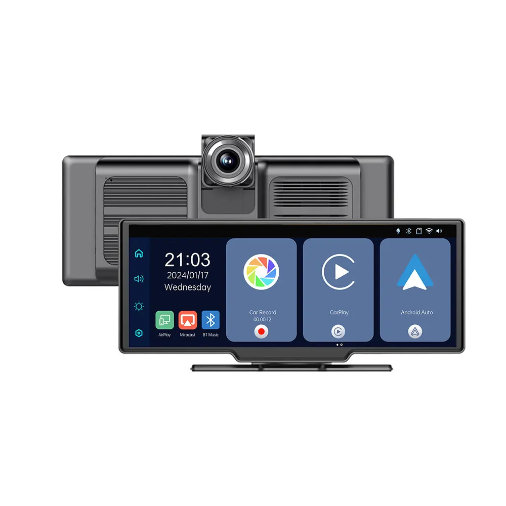 10.26 Inch Car Monitor With Split Screen Wireless CarPlay & Android Auto Player Car Monitor 1080P DVR Dash Camera Car Screen