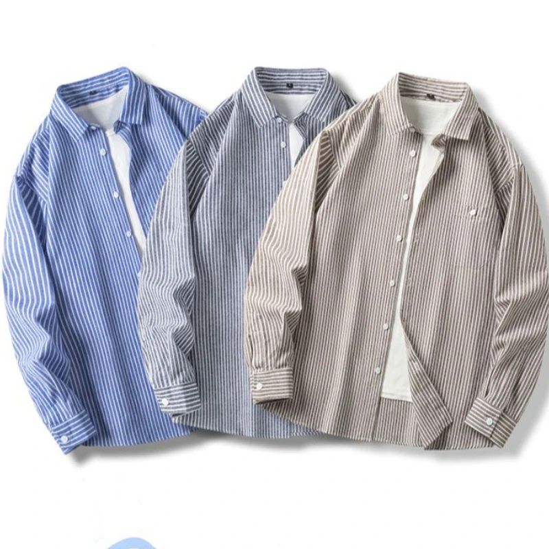 Square Collar Long Sleeve Age Reduction American Fashion Brand Retro Striped Shirt Boys Loose Trend with Teenagers Casual Shirt
Square Collar Long Sleeve Age Reduction American Fashion Brand Retro Striped Shirt Boys Loose Trend with Teenagers Casual Shirt