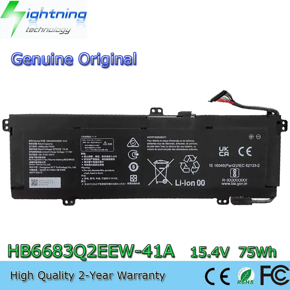 Original HB6683Q2EEW-41A 15.4V 75Wh Laptop Battery for Huawei MagicBook 14 2022 GLO-F56 GLO-F76 GLO-N56 GLC-F56
Original HB6683Q2EEW-41A 15.4V 75Wh Laptop Battery for Huawei MagicBook 14 2022 GLO-F56 GLO-F76 GLO-N56 GLC-F56