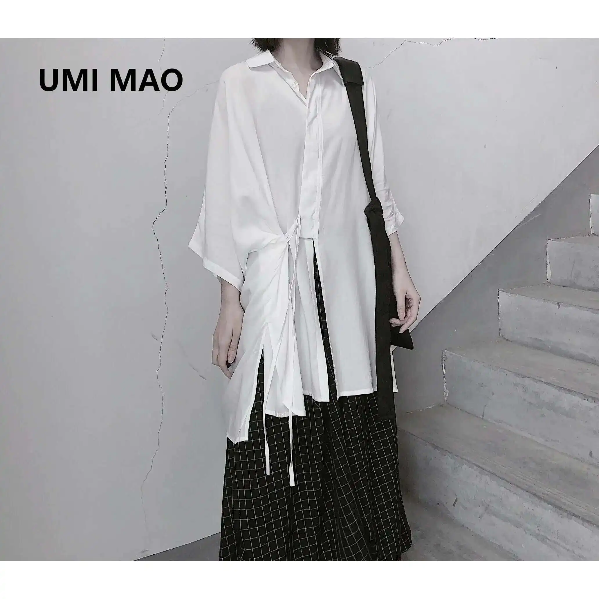 UMI MAO Yamamoto Dark Top Designer Diagonal Lace-up Long Sleeve Shirt Thin Bat-sleeve Draped Top Was Thin Femme Y2K
UMI MAO Yamamoto Dark Top Designer Diagonal Lace-up Long Sleeve Shirt Thin Bat-sleeve Draped Top Was Thin Femme Y2K
