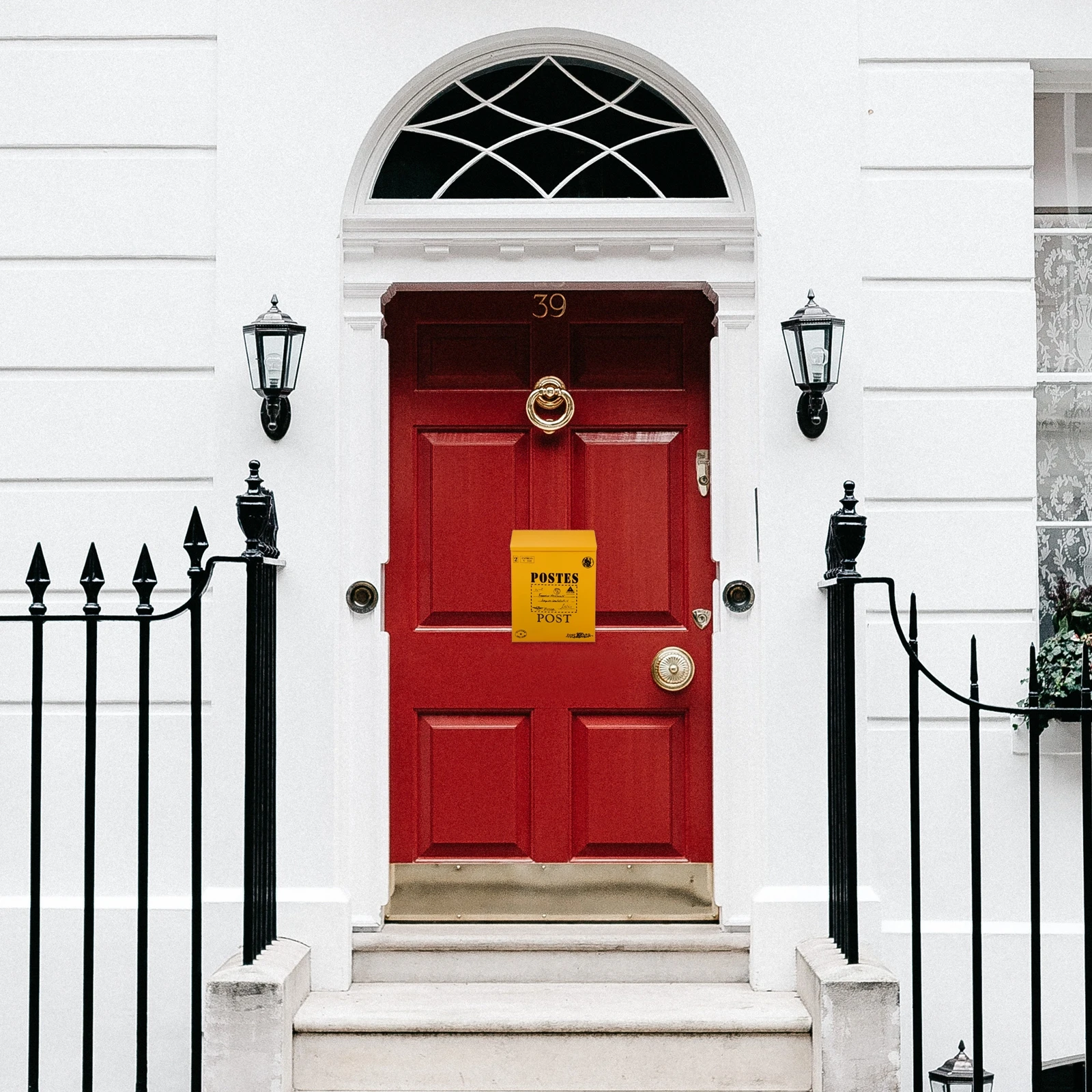 Lockable Iron Wall Mount Mailbox Vintage Letter Box with English Print Decorative Home Office Retro Yellow Metal Box Exterior
Lockable Iron Wall Mount Mailbox Vintage Letter Box with English Print Decorative Home Office Retro Yellow Metal Box Exterior
