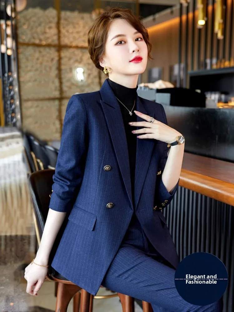 Elegant Royal Blue Women's Suit Set Professional Workwear Stylish Commute Fashion Button Detailing Long Sleeve Striped Pattern
Elegant Royal Blue Women's Suit Set Professional Workwear Stylish Commute Fashion Button Detailing Long Sleeve Striped Pattern