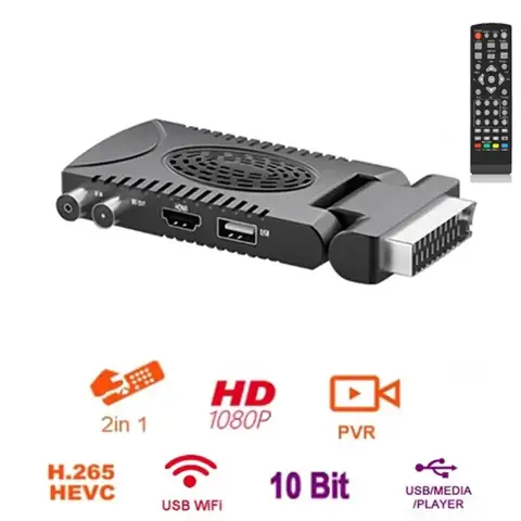 wilwill Spain DVB-T2 H.265 1080P HD TDT Europe Terrestrial TV Receiver Decoder EPG Mini Scart for Italy France Poland EU Plug