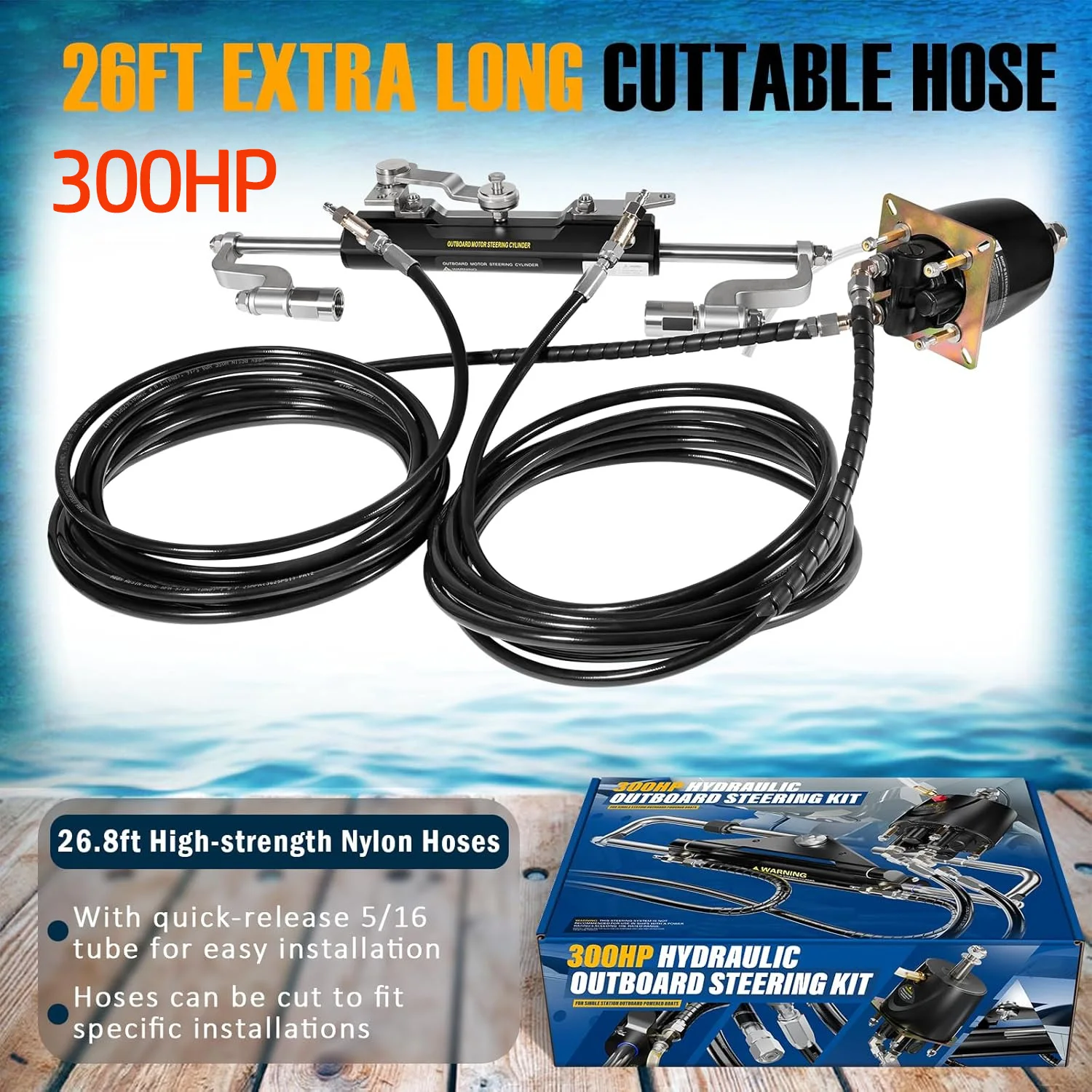 Hydraulic Outboard Steering Kit 300HP , Marine Boat Steering System , Compatible with Most Single Outboard-Powered Boats
Hydraulic Outboard Steering Kit 300HP , Marine Boat Steering System , Compatible with Most Single Outboard-Powered Boats
