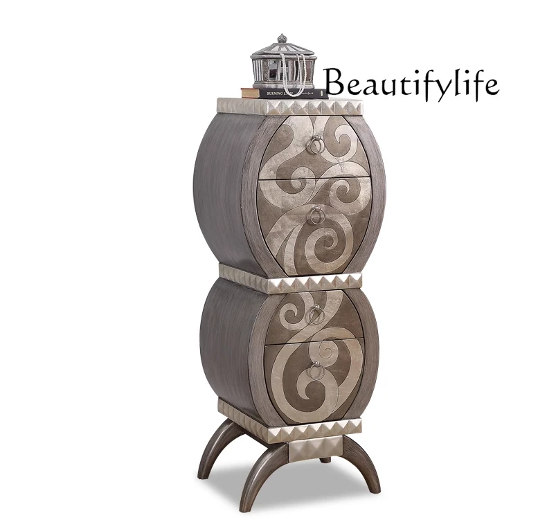 Living room villa silver foil jewelry cabinet jewelry cabinet Nordic bedroom chest of drawers solid wood decorative
Living room villa silver foil jewelry cabinet jewelry cabinet Nordic bedroom chest of drawers solid wood decorative
