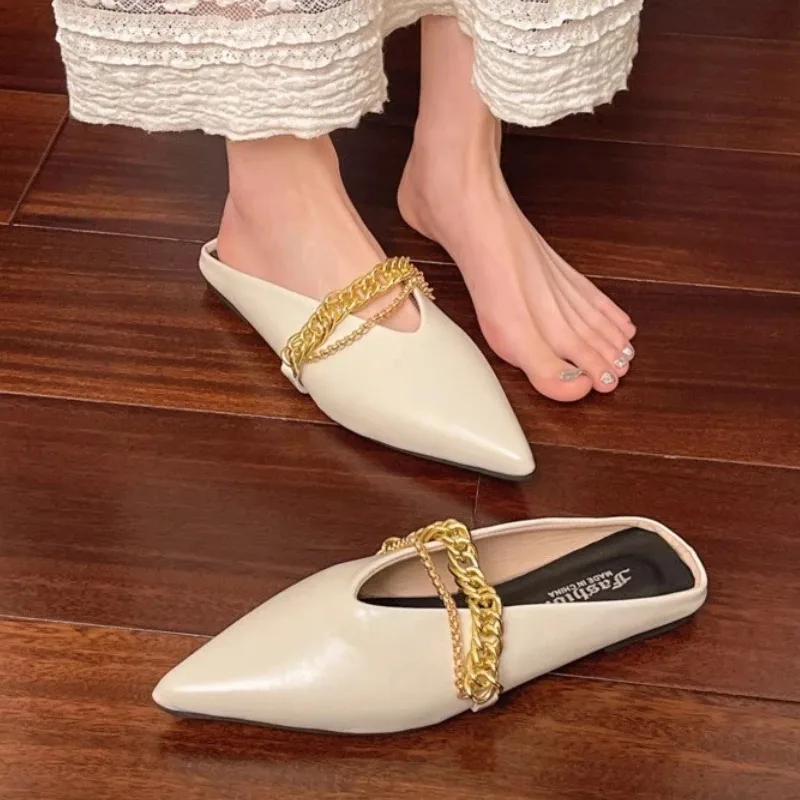 Sexy Womne's Flats Slippers Fashion Chain Pointed Toe Shoes Summer Slingback Sandals 2025 Trend Designer Dress Mujer Zapatillas
Sexy Womne's Flats Slippers Fashion Chain Pointed Toe Shoes Summer Slingback Sandals 2025 Trend Designer Dress Mujer Zapatillas