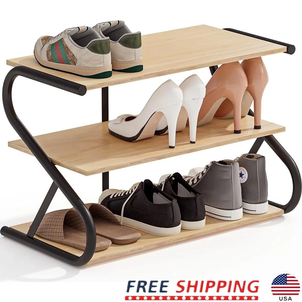 3-Tier Wooden Shoe Rack Z-Frame Organizer with Durable Metal Shelves High Heels Hallway Closet Bedroom Living Room Storage
3-Tier Wooden Shoe Rack Z-Frame Organizer with Durable Metal Shelves High Heels Hallway Closet Bedroom Living Room Storage