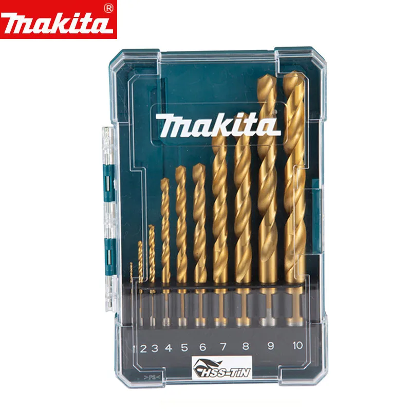 Makita D-72849 Drill Bit Set 10Pcs Straight Shank Wood Metal Titanium Plated HSS-TiN Twist Drill Bits Power Tools Accessories
Makita D-72849 Drill Bit Set 10Pcs Straight Shank Wood Metal Titanium Plated HSS-TiN Twist Drill Bits Power Tools Accessories