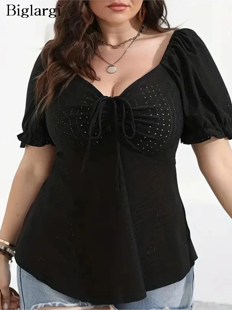 Plus Size Summer V-Neck Pullover Tops Women Slim Bodycon Fashion Sexy Ladies Blouses Short Sleeve Casual Woman Black Tops
Plus Size Summer V-Neck Pullover Tops Women Slim Bodycon Fashion Sexy Ladies Blouses Short Sleeve Casual Woman Black Tops