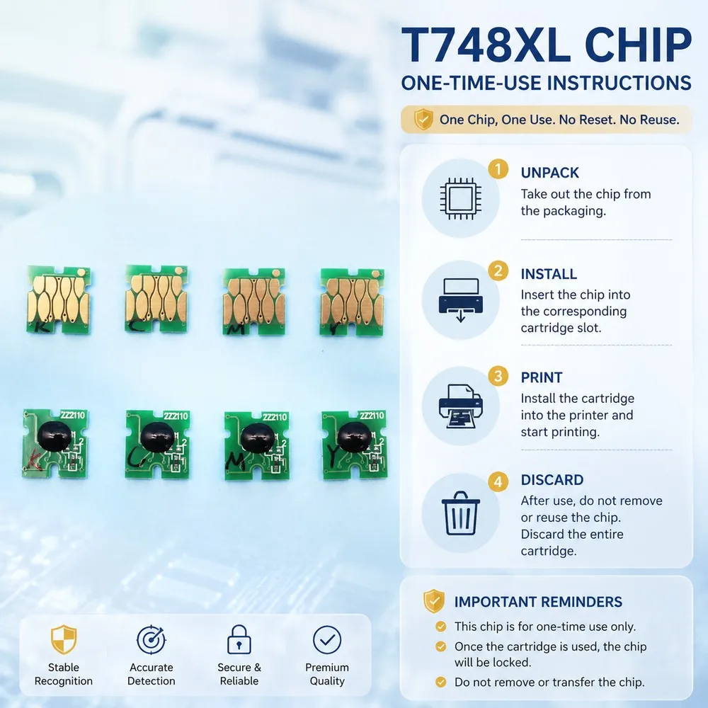 High Quality America 748 T748XL Disposable Chip For Epson WF-6090 WF6530 WF-6590 WF8090 WF-8590 Ink Cartridge Chip
High Quality America 748 T748XL Disposable Chip For Epson WF-6090 WF6530 WF-6590 WF8090 WF-8590 Ink Cartridge Chip