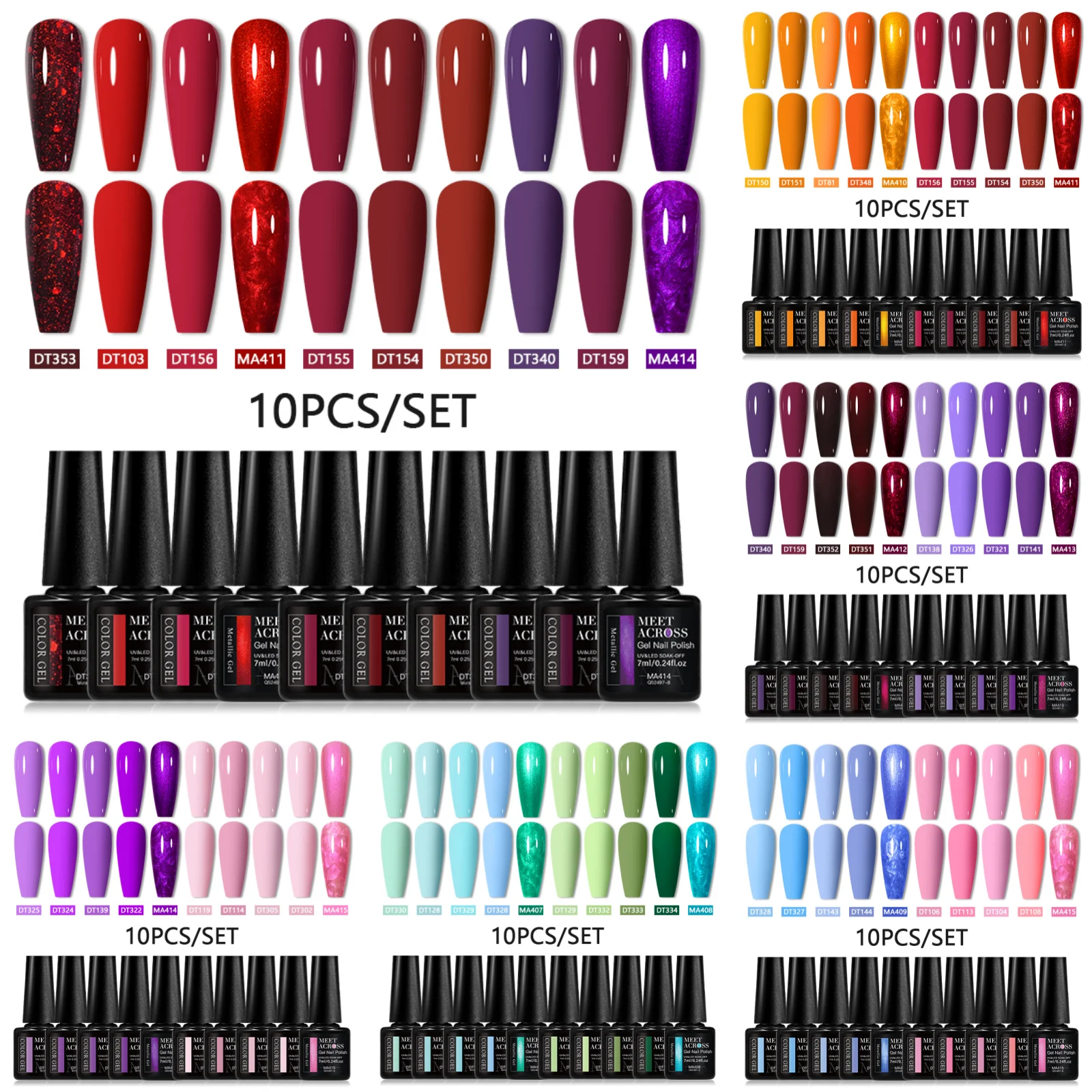 10pcs/set Glitter Gel Nail Polish Set Long-Lasting French Style Gel Nail Supplies For Manicure DIY Design Nail Art Varnish
10pcs/set Glitter Gel Nail Polish Set Long-Lasting French Style Gel Nail Supplies For Manicure DIY Design Nail Art Varnish