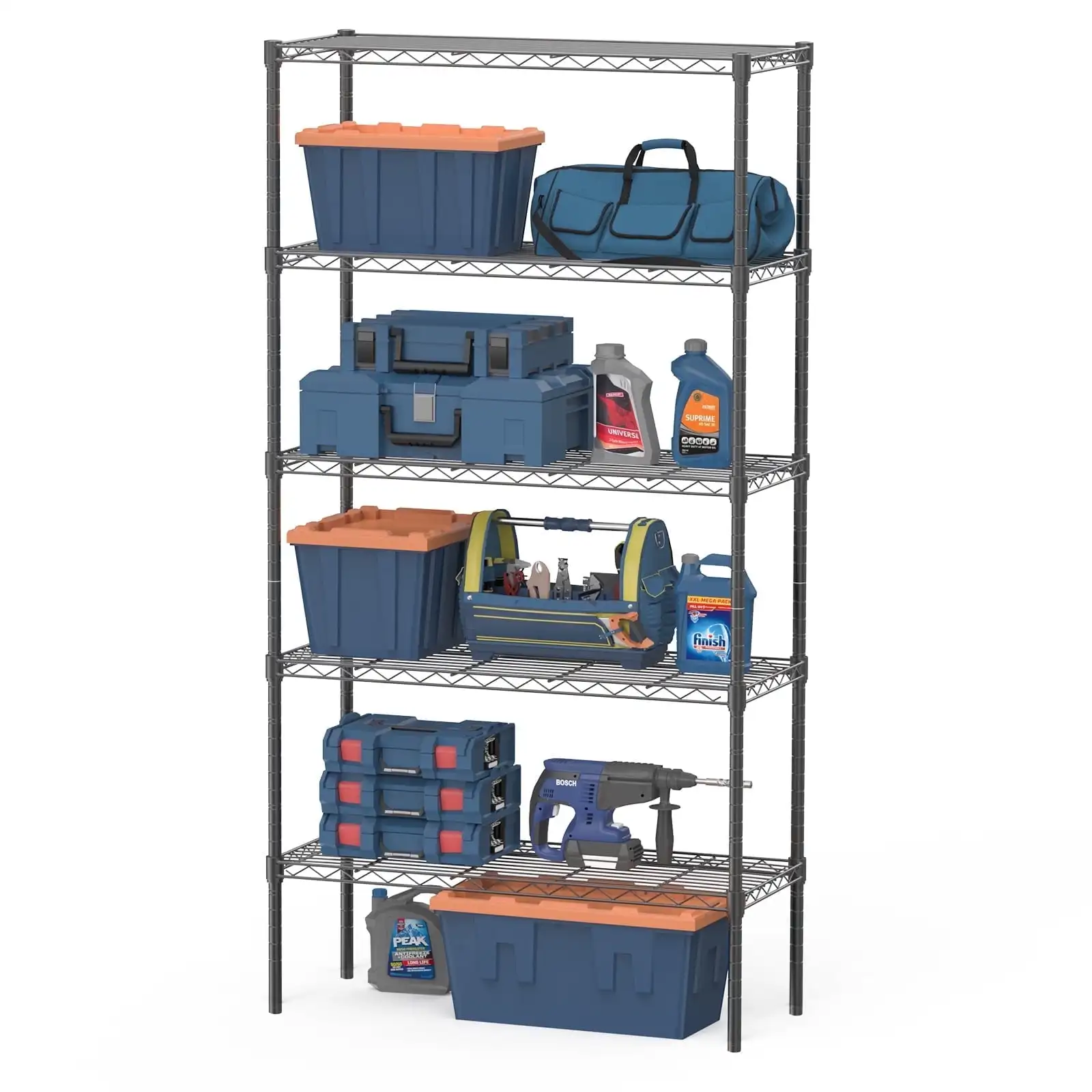 5-Tier Storage Shelves, Adjustable Wire Shelving Unit for Living Room, Bedroom
5-Tier Storage Shelves, Adjustable Wire Shelving Unit for Living Room, Bedroom
