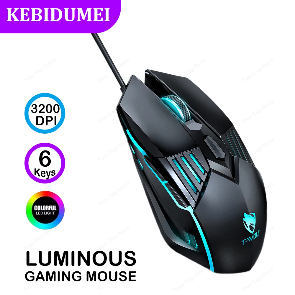 USB Wired Mouse RGB Lighting Effect Mouse Gaming Mouse 6 Keys 3600 DPI Ergonomic Mice Plug and Play For Windows Mac OS Laptop
USB Wired Mouse RGB Lighting Effect Mouse Gaming Mouse 6 Keys 3600 DPI Ergonomic Mice Plug and Play For Windows Mac OS Laptop