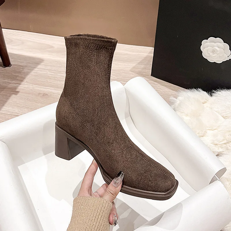 2024 Autumn Winter New Ankle Socks Shoes Elastic Boots Women Fashion Suede Short Boots Women Slip On High Heels Botas De Mujer
2024 Autumn Winter New Ankle Socks Shoes Elastic Boots Women Fashion Suede Short Boots Women Slip On High Heels Botas De Mujer