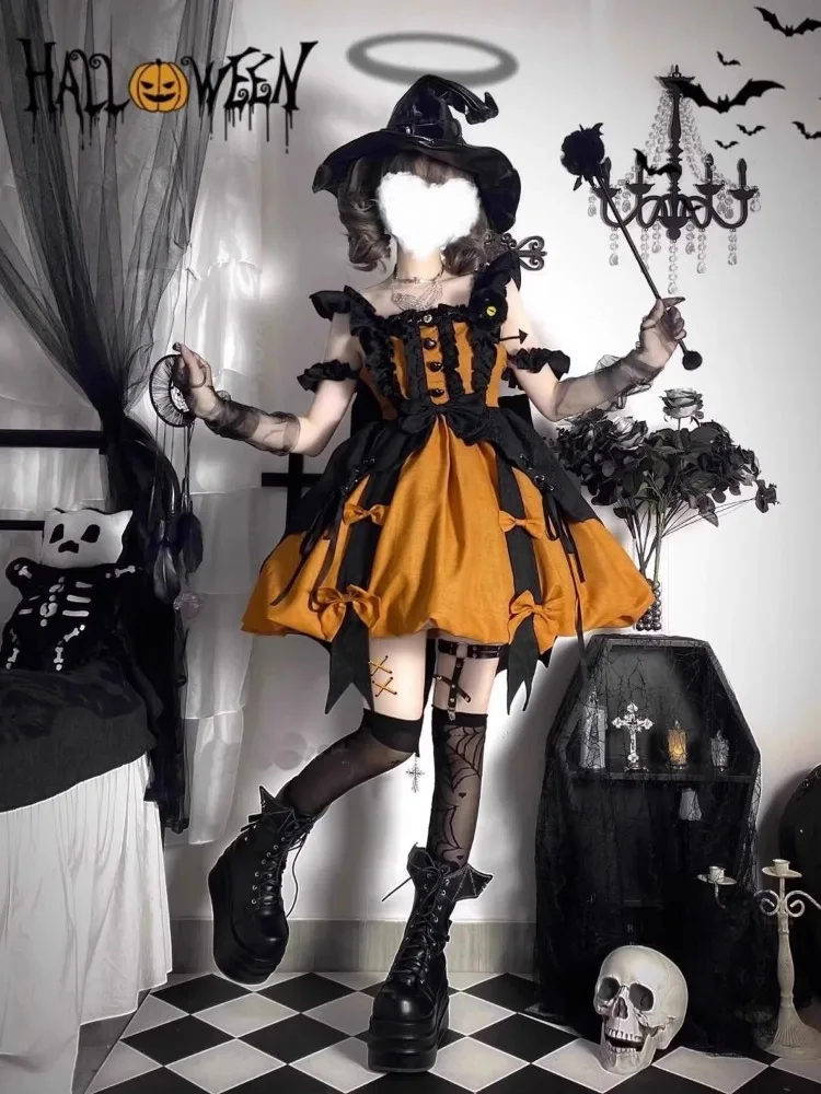 2026 New Lolita Pumpkin Little Witch Cute Sweet Princess Dresses Hat Wizard Clothes Devil Witchs Cos Halloween Theme Party Women
2026 New Lolita Pumpkin Little Witch Cute Sweet Princess Dresses Hat Wizard Clothes Devil Witchs Cos Halloween Theme Party Women