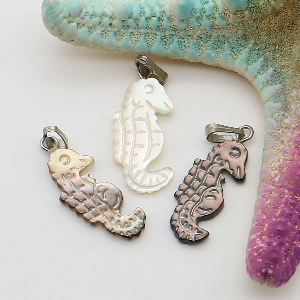 Exquisite Natural Seahorse-shaped Polished Shell Single-hole Pendant with Bails DIY Accessory for Necklaces and Earrings 11x24mm
Exquisite Natural Seahorse-shaped Polished Shell Single-hole Pendant with Bails DIY Accessory for Necklaces and Earrings 11x24mm