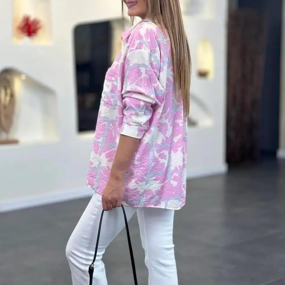 Casual Ladies Shirt Trendy Women's Lapel Long Sleeve Shirt with Patch Pocket Tie Dye Print Loose Fit Casual Fashion for Daily
Casual Ladies Shirt Trendy Women's Lapel Long Sleeve Shirt with Patch Pocket Tie Dye Print Loose Fit Casual Fashion for Daily