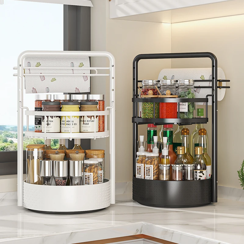 Multi-Tier Rotating Kitchen Organizer Condiment & Paper Towel Storage Rack Multifunctional Countertop Spice Stand for Home Use
Multi-Tier Rotating Kitchen Organizer Condiment & Paper Towel Storage Rack Multifunctional Countertop Spice Stand for Home Use
