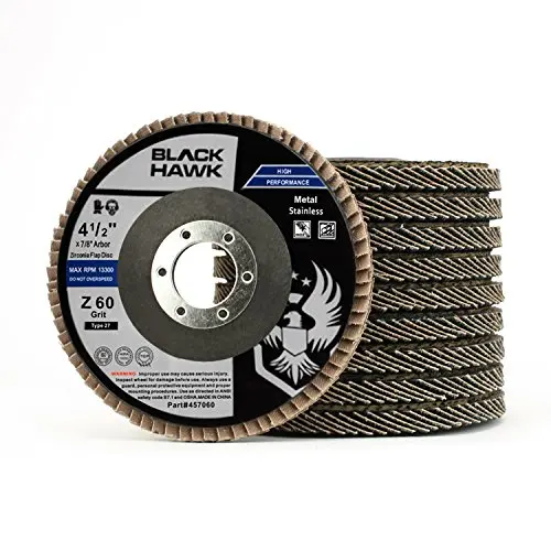 60 Grit Flap Discs, 4-1/2" x 7/8", T27, 10 Pack for Angle Grinder
60 Grit Flap Discs, 4-1/2" x 7/8", T27, 10 Pack for Angle Grinder