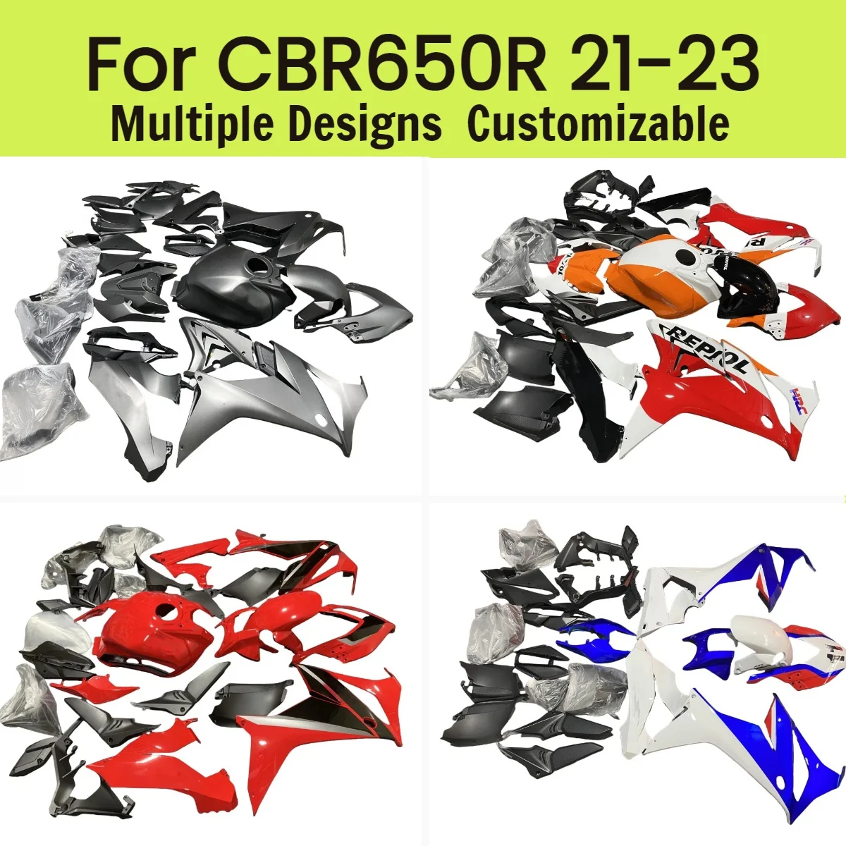 Комплект обтекателей для мотоцикла Honda CBR650R 2021-2023, неоригинальный, литой, для моделей 21, 22, 23 годов
Комплект обтекателей для мотоцикла Honda CBR650R 2021-2023, неоригинальный, литой, для моделей 21, 22, 23 годов