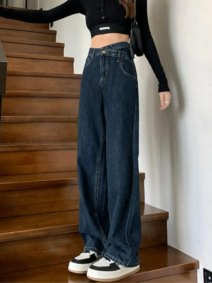 Широкие джинсы с высокой талией и перекрещенными синими глазами, женские утягивающие повседневные свободные прямые брюки длиной до пола
Широкие джинсы с высокой талией и перекрещенными синими глазами, женские утягивающие повседневные свободные прямые брюки длиной до пола