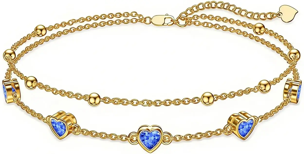 18K Yellow Gold Gemstone Birthstone Anklet Bracelet Heart Jewelry with 12 Months Birthstone Birthday Gifts for Women Wife Her Daughter Mom
18K Yellow Gold Gemstone Birthstone Anklet Bracelet Heart Jewelry with 12 Months Birthstone Birthday Gifts for Women Wife Her Daughter Mom