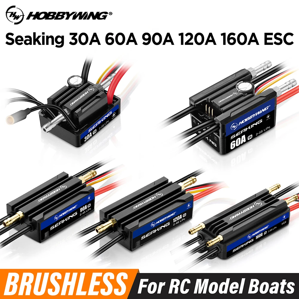 HOBBYWING Seaking Brushless ESC Boat Sensorless ESC 30A 60A 90A 120A 160A V4 Series IP67 Waterpoof Built-in BEC For RC Model
HOBBYWING Seaking Brushless ESC Boat Sensorless ESC 30A 60A 90A 120A 160A V4 Series IP67 Waterpoof Built-in BEC For RC Model