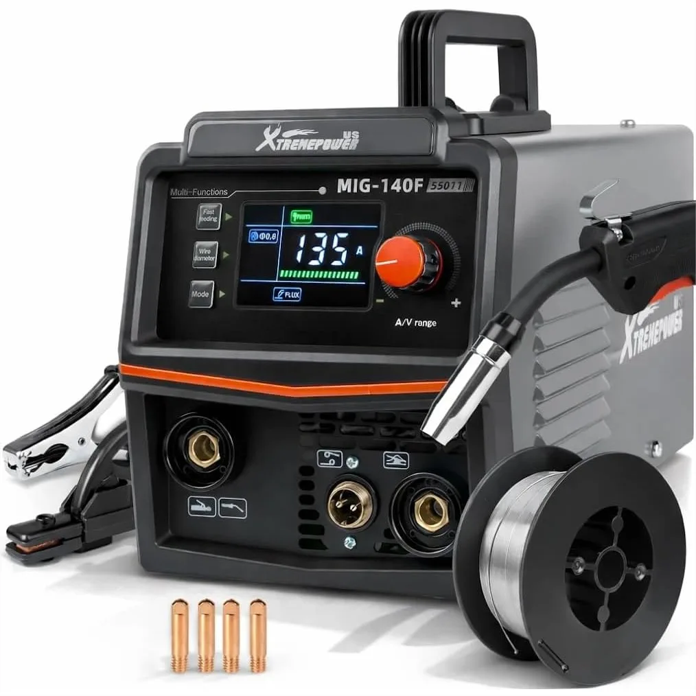 135Amp 3-in-1 MIG Welder, 110V Flux Core Welder with MIG/Lift TIG/Stick, Large LED Display, Gasless Welding Machine for Mild
135Amp 3-in-1 MIG Welder, 110V Flux Core Welder with MIG/Lift TIG/Stick, Large LED Display, Gasless Welding Machine for Mild
