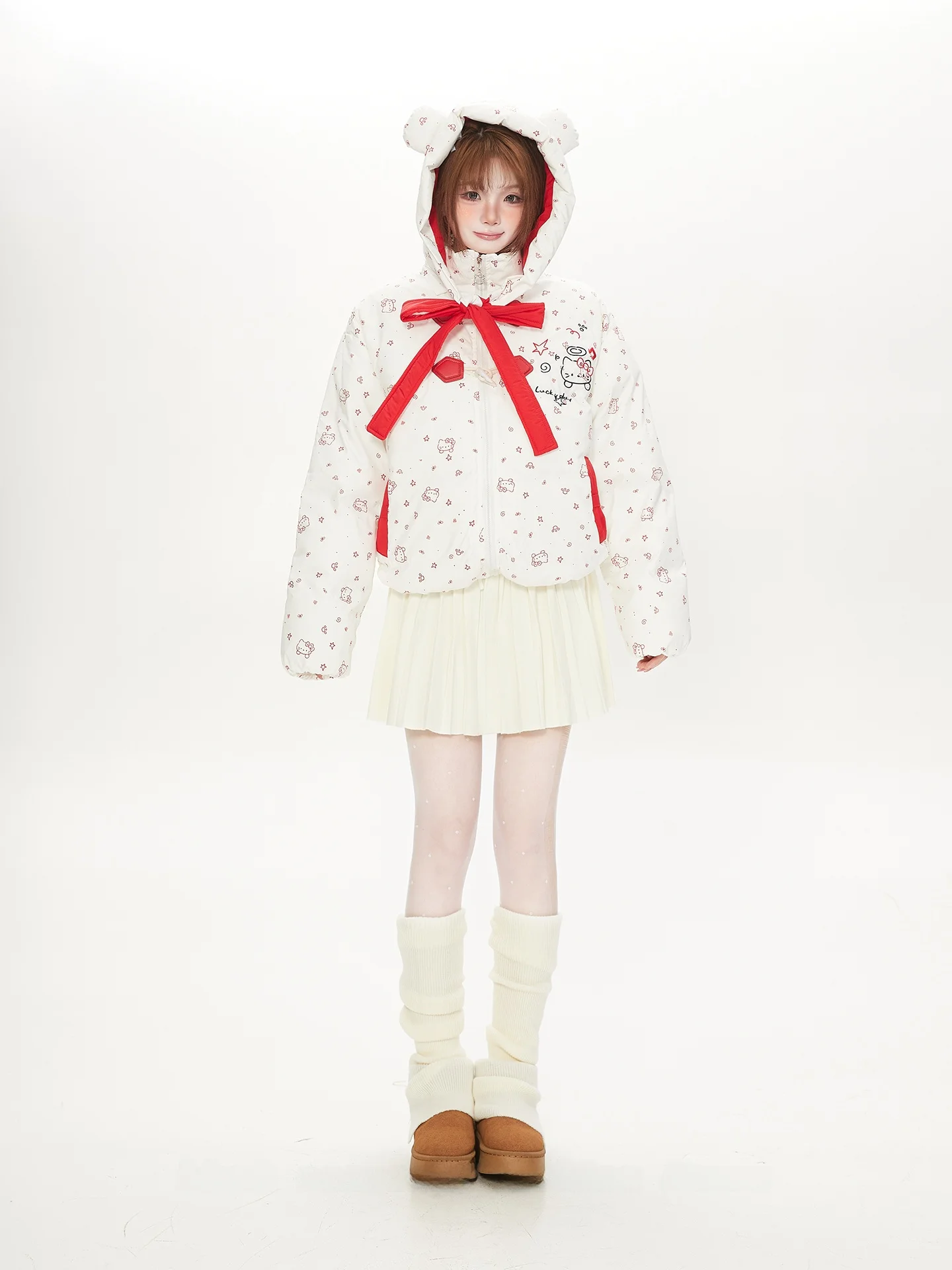 Женское зимнее пальто Sweet Kit с принтом в виде медвежьих ушей, утепленное, белое, из натурального пуха, модный дизайн
Женское зимнее пальто Sweet Kit с принтом в виде медвежьих ушей, утепленное, белое, из натурального пуха, модный дизайн