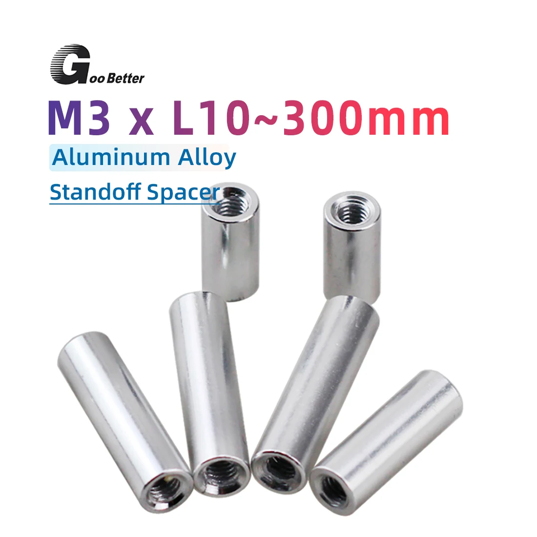 5Pcs M3 Aluminum Round Threaded Sleeve Standoff Spacers Long Nuts Connector for RC Model Length 10mm To 300mm OD 5/6/7mm
5Pcs M3 Aluminum Round Threaded Sleeve Standoff Spacers Long Nuts Connector for RC Model Length 10mm To 300mm OD 5/6/7mm