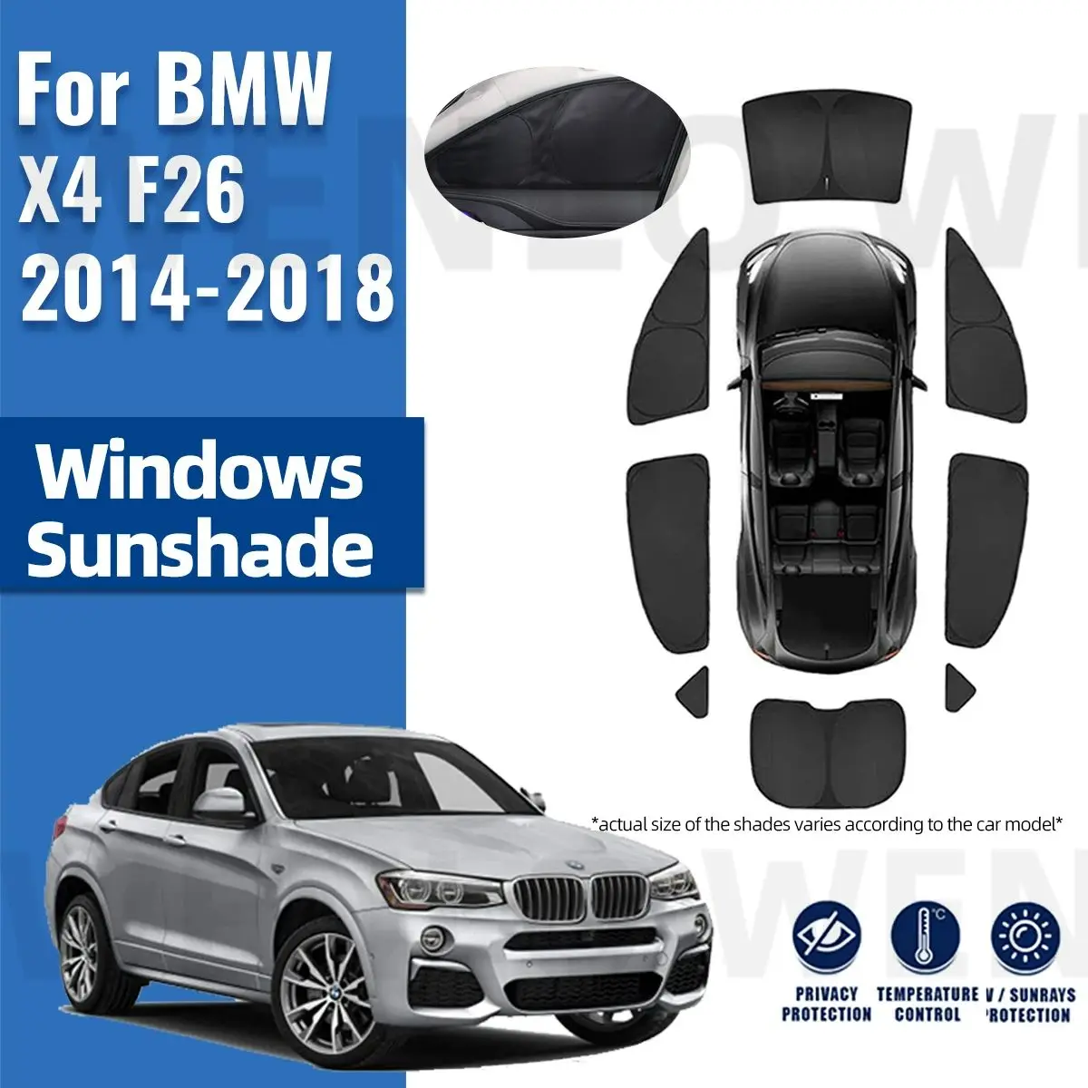 For BMW X4 F26 2014 2015 2016 2017 2018 Full Cover Car Sunshade Visor Front Rear Windshield Frame Curtain Side Window Sun Shade
For BMW X4 F26 2014 2015 2016 2017 2018 Full Cover Car Sunshade Visor Front Rear Windshield Frame Curtain Side Window Sun Shade
