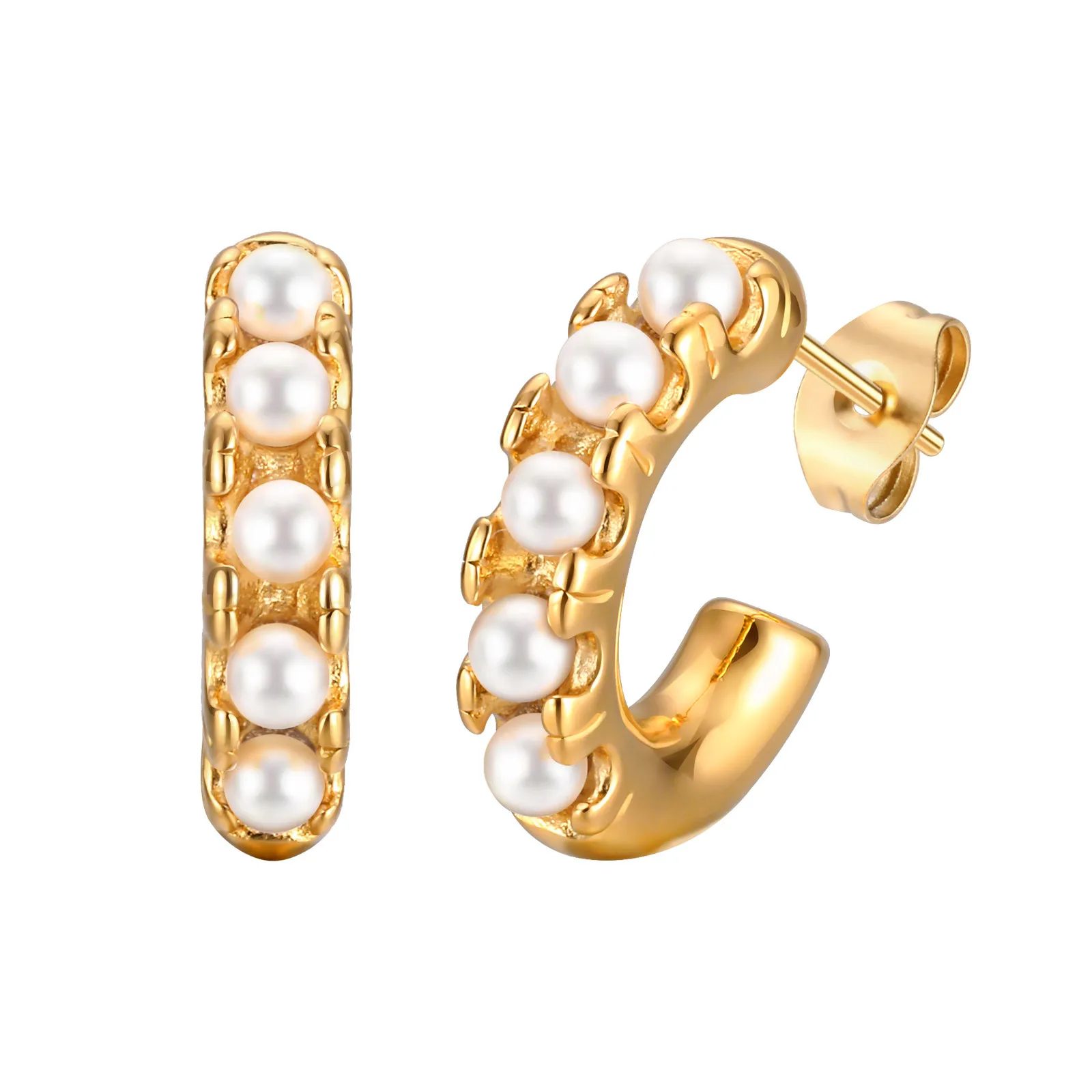Gold Plated Pearl Earrings, Women Open Hoop Earring Stainless Steel, Wedding Jewelry Hypoallergenic
Gold Plated Pearl Earrings, Women Open Hoop Earring Stainless Steel, Wedding Jewelry Hypoallergenic