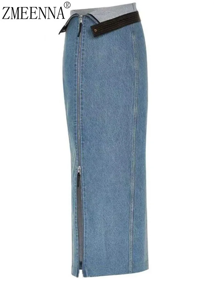 ZMEENNA Stylish High-Waisted Denim Midi Skirt For Women With Front Zipper And Belt Detail Perfect Casual And Chic Design ZM750
ZMEENNA Stylish High-Waisted Denim Midi Skirt For Women With Front Zipper And Belt Detail Perfect Casual And Chic Design ZM750