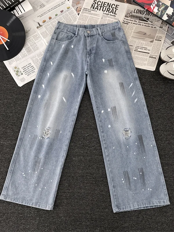 Мужские джинсы с эффектом распыления краски, прямые, свободного кроя, повседневные брюки, американский стиль, весна-осень, модный бренд
Мужские джинсы с эффектом распыления краски, прямые, свободного кроя, повседневные брюки, американский стиль, весна-осень, модный бренд