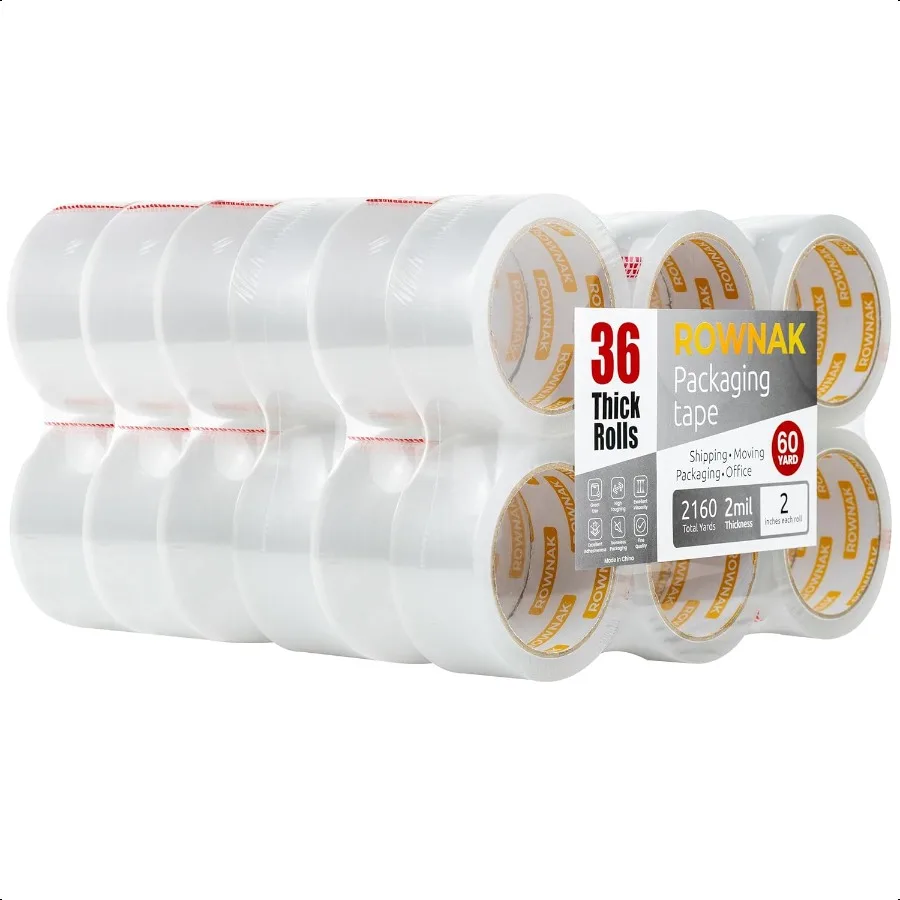 Clear Packing Tape 36 Rolls Heavy Duty Packaging Tape 2.0mil Thick 2.0 in. Wide x 60 Yards Strong Adhesive Silent Reliable Pack
Clear Packing Tape 36 Rolls Heavy Duty Packaging Tape 2.0mil Thick 2.0 in. Wide x 60 Yards Strong Adhesive Silent Reliable Pack