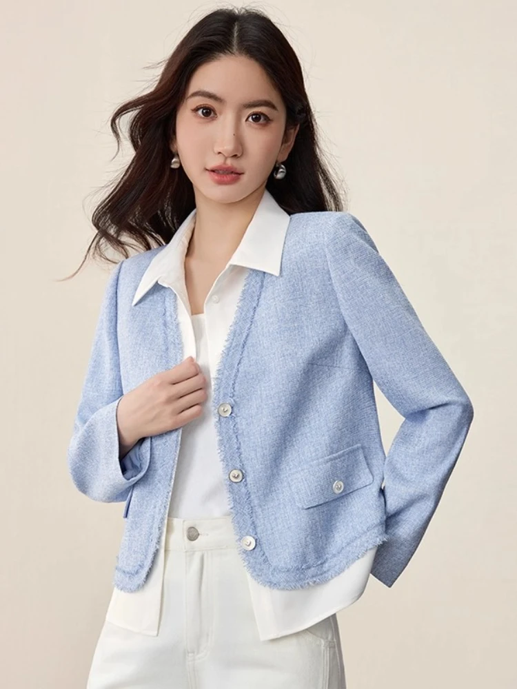 SENTUBILA Women's Short Coat Color-Block Paneled Mock-Two-Piece Coat 2025 Autumn Elegant Long-sleeve Fringed Jackets 153WA2087
SENTUBILA Women's Short Coat Color-Block Paneled Mock-Two-Piece Coat 2025 Autumn Elegant Long-sleeve Fringed Jackets 153WA2087