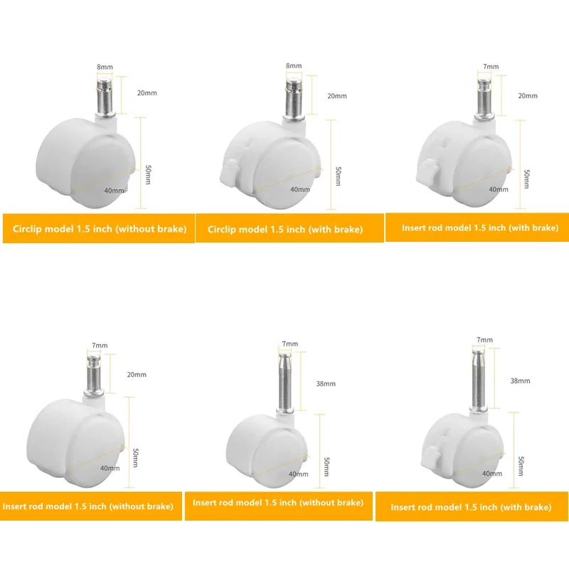 4 Pcs/Lot White1.5 Inch Circlip 7/8mm Universal Wheel Storage Rack Table Furniture Pulley Cabinet Display Crib Caster
4 Pcs/Lot White1.5 Inch Circlip 7/8mm Universal Wheel Storage Rack Table Furniture Pulley Cabinet Display Crib Caster