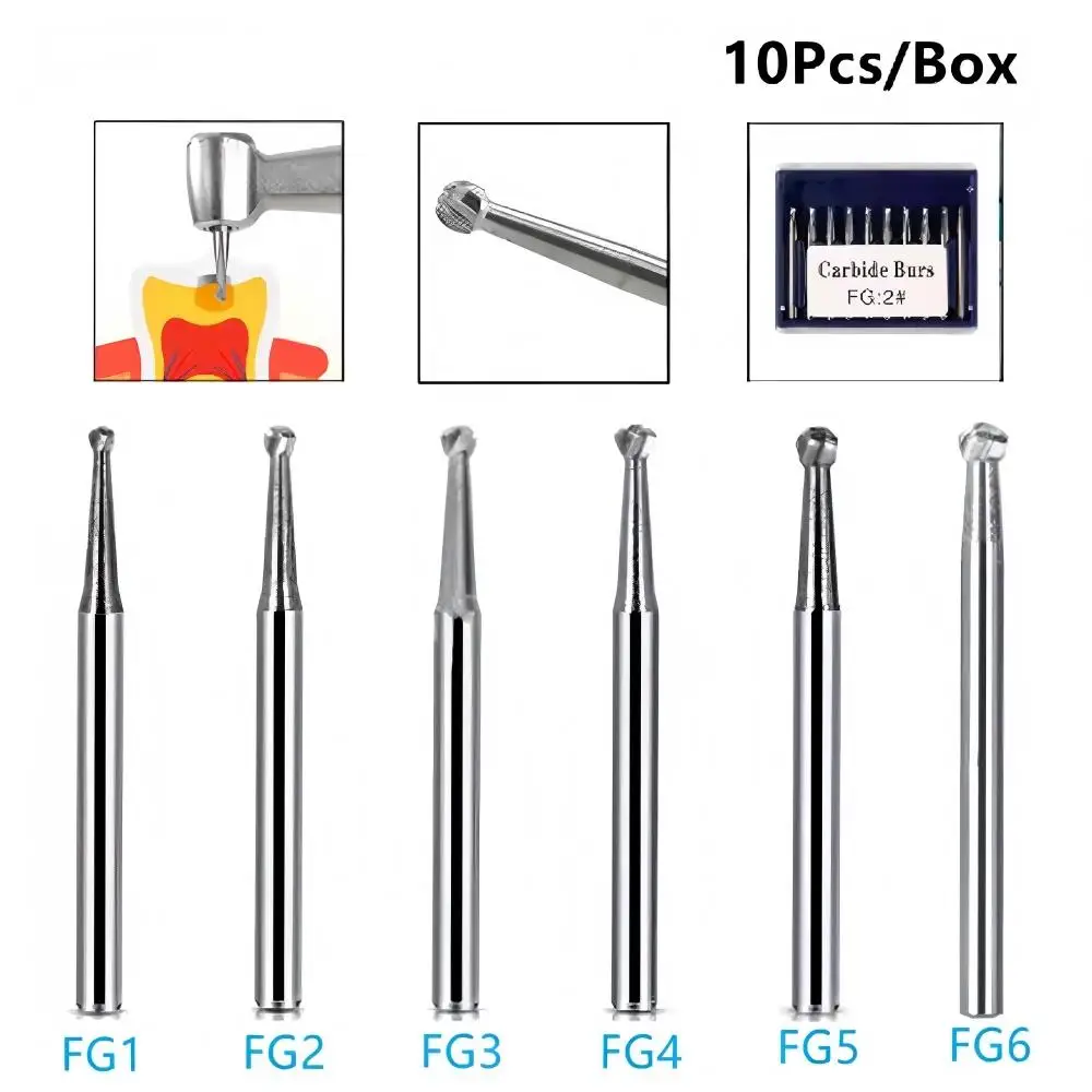 10pcs/Box Dental Tungsten Carbide Bur Drill FG 1/2/3/4/5/6 Round 1.6mm for High Speed Handpiece Dentistry Burs
10pcs/Box Dental Tungsten Carbide Bur Drill FG 1/2/3/4/5/6 Round 1.6mm for High Speed Handpiece Dentistry Burs