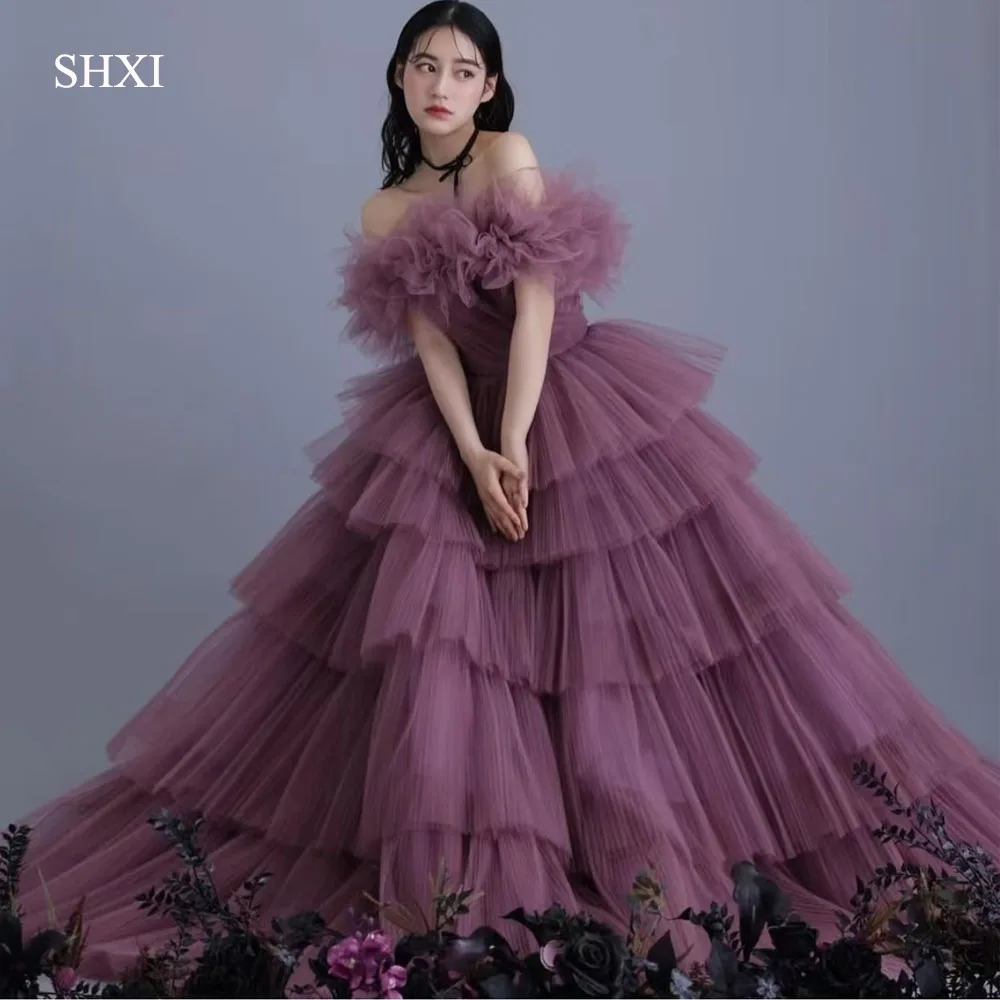 SHXI Unique Stylish Off Shoulder Korean Evening Dress Layered Tulle Bride Gown Party Wedding Dress Customized Photo Shoot Hanbok
SHXI Unique Stylish Off Shoulder Korean Evening Dress Layered Tulle Bride Gown Party Wedding Dress Customized Photo Shoot Hanbok