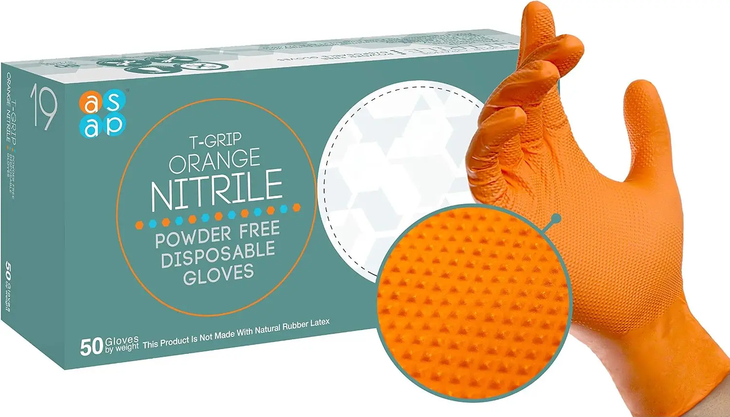 Orange Nitrile Gloves 8 Mil, Raised Textured Grip, Powder Free, Disposable, Latex Free, Mechanic & Safety
Orange Nitrile Gloves 8 Mil, Raised Textured Grip, Powder Free, Disposable, Latex Free, Mechanic & Safety
