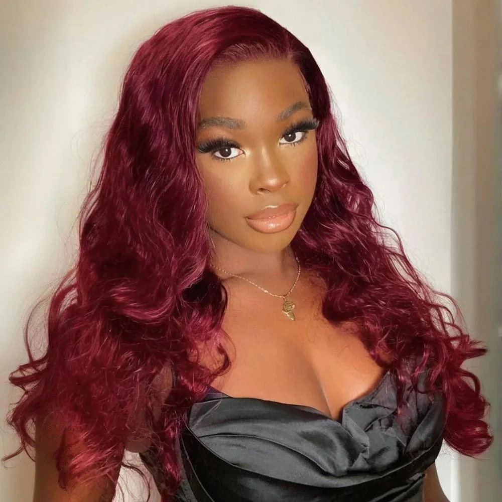 99J Burgundy 13x6 HD Lace Front Wig Human Hair Body Wave 200% Density Pre Plucked 13x4 30 36 46 Inch Red Colored Lace Frontal Wigs Brazilian For Women
99J Burgundy 13x6 HD Lace Front Wig Human Hair Body Wave 200% Density Pre Plucked 13x4 30 36 46 Inch Red Colored Lace Frontal Wigs Brazilian For Women