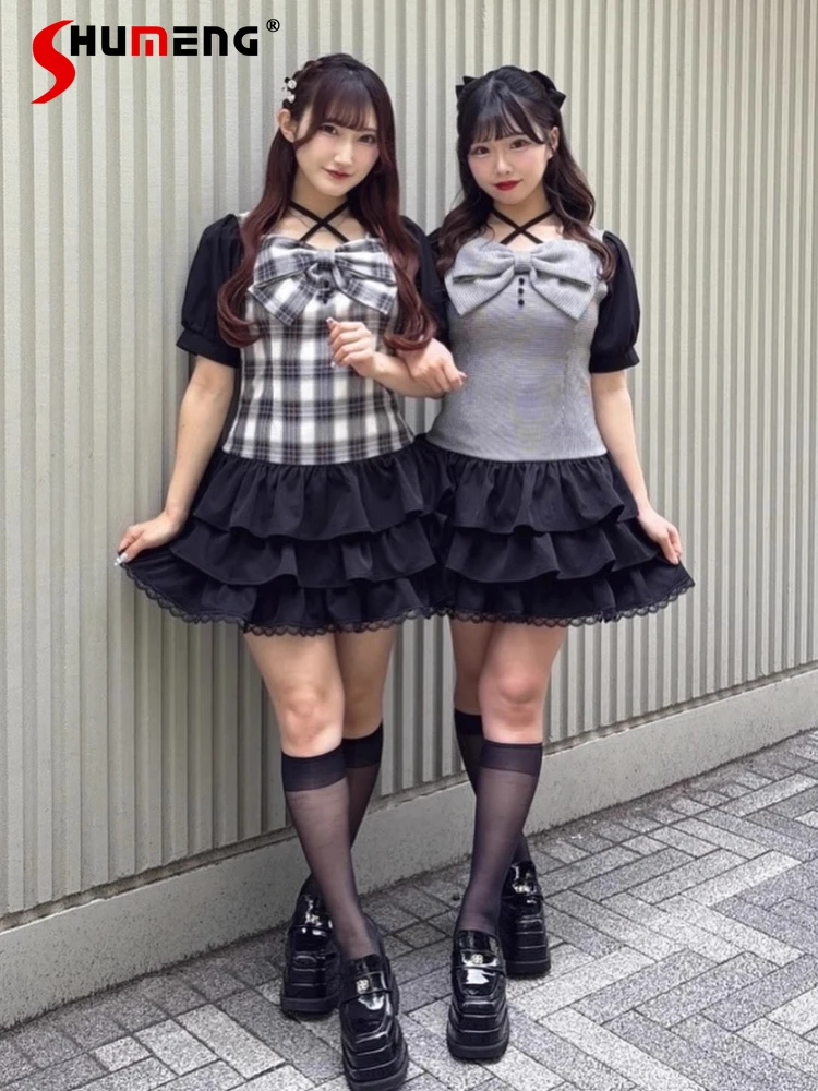 Japanese Elegant Sweet Girl Summer Dress Square Neck Big Bow Bubble Sleeve Plaid Splicing High Waist Slim Mini Cake Dress Women
Japanese Elegant Sweet Girl Summer Dress Square Neck Big Bow Bubble Sleeve Plaid Splicing High Waist Slim Mini Cake Dress Women