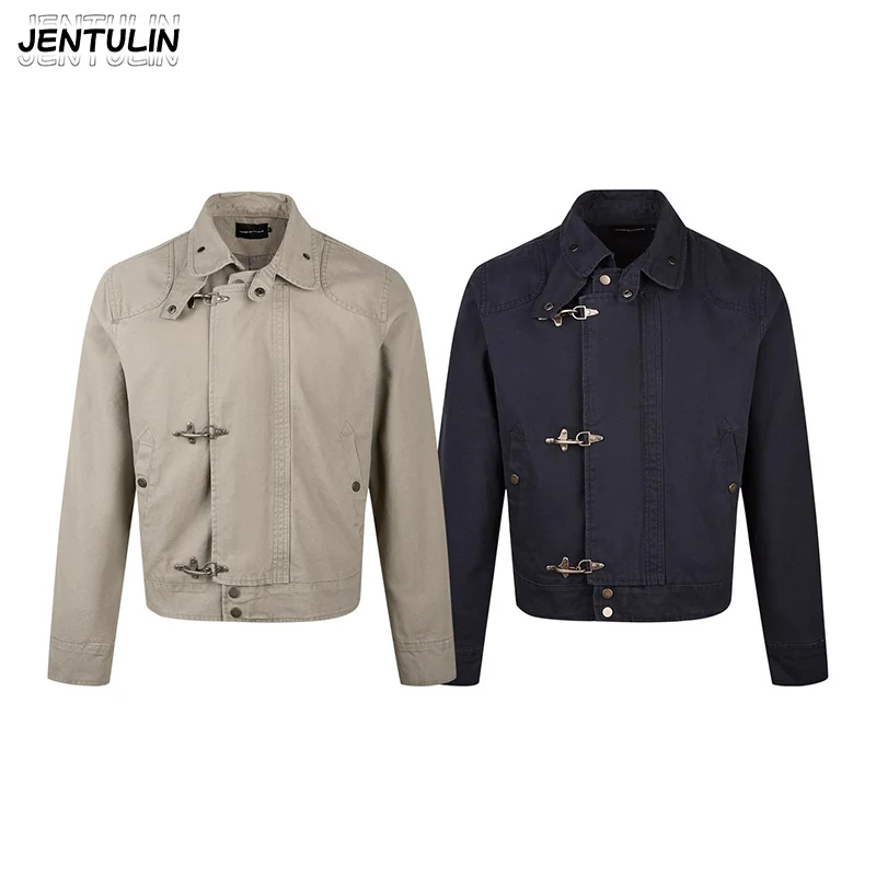 Mens Jacket Harajuku American Vintage Streetwear Buckle Short Workwear Coat Stand Collar Loose Fit Unisex Spring Autumn Clothes
Mens Jacket Harajuku American Vintage Streetwear Buckle Short Workwear Coat Stand Collar Loose Fit Unisex Spring Autumn Clothes