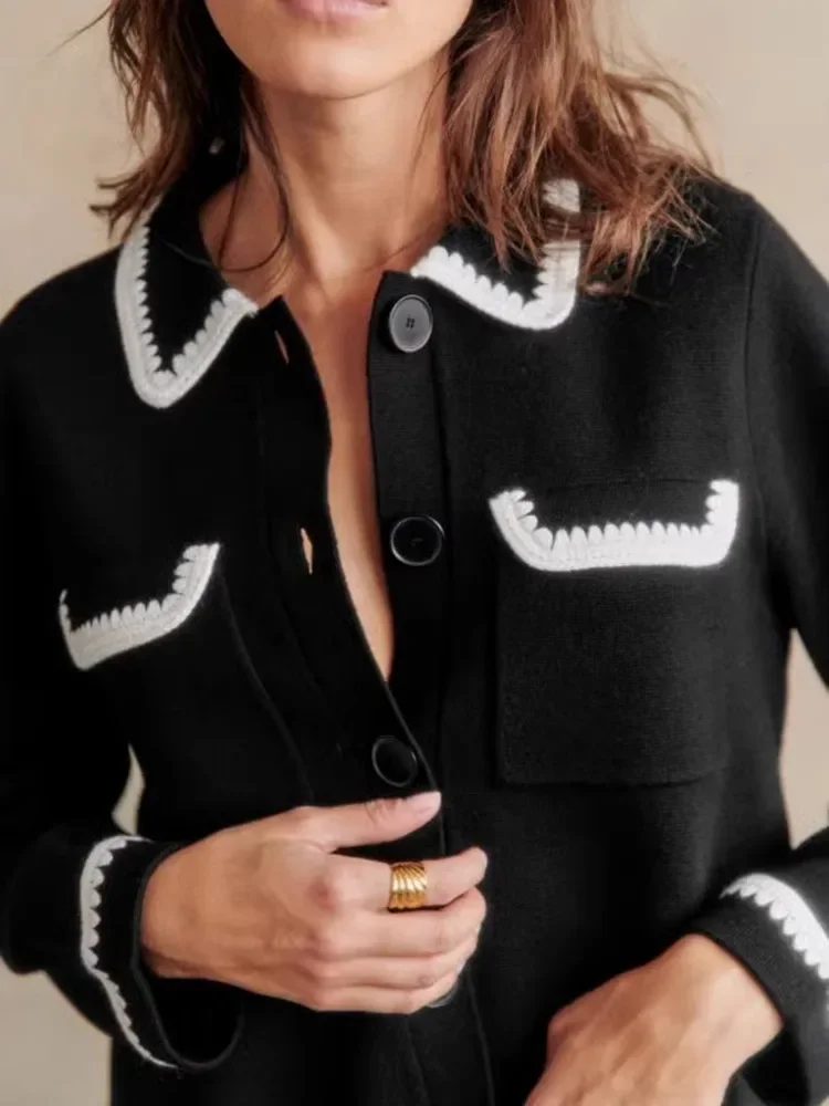 Handmade Crochet Knit Cardigan for Women - Turn-Down Collar Single Breasted Long Sleeve Elegant Short Sweater 2025 Spring
Handmade Crochet Knit Cardigan for Women - Turn-Down Collar Single Breasted Long Sleeve Elegant Short Sweater 2025 Spring