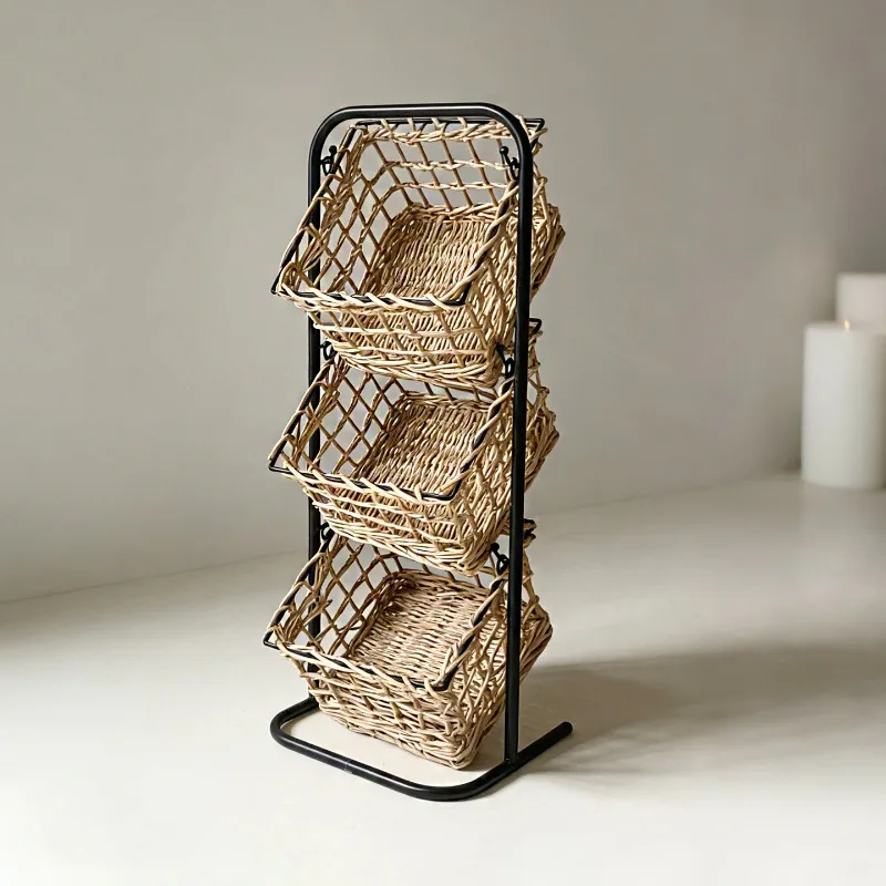 Nordic wrought iron rattan floor storage rack household kitchen snacks fruit and vegetable finishing basket high value rack
Nordic wrought iron rattan floor storage rack household kitchen snacks fruit and vegetable finishing basket high value rack