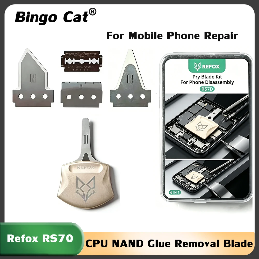 Refox RS70 CPU NAND Glue Removal Blade Rear Glass Disassembly Tool Motherboard BGA Chip Scraper Pry Knife Repair Tool
Refox RS70 CPU NAND Glue Removal Blade Rear Glass Disassembly Tool Motherboard BGA Chip Scraper Pry Knife Repair Tool