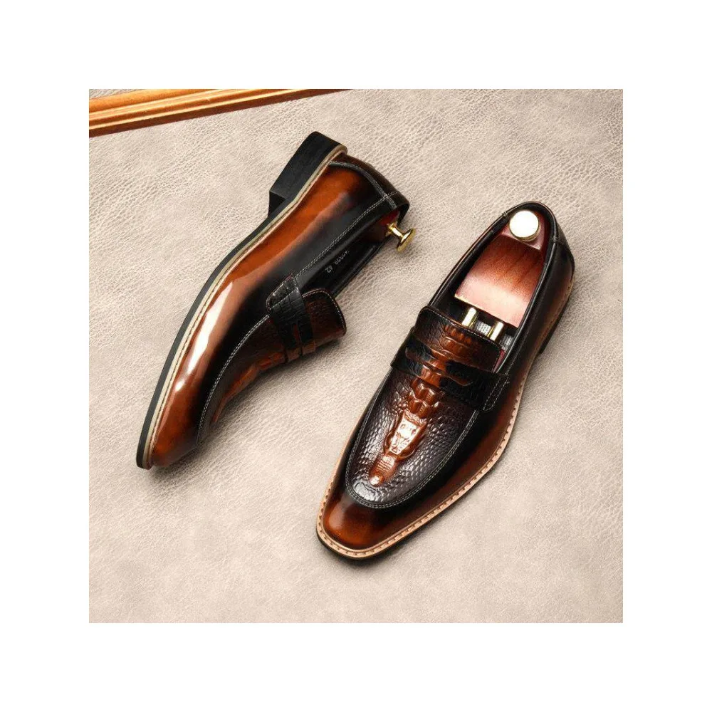 Genuine Leather Crocodile Pattern Slip on Men Dress Shoes British Style Versatile Business Casual Leather Shoes Fashion Trendy
Genuine Leather Crocodile Pattern Slip on Men Dress Shoes British Style Versatile Business Casual Leather Shoes Fashion Trendy