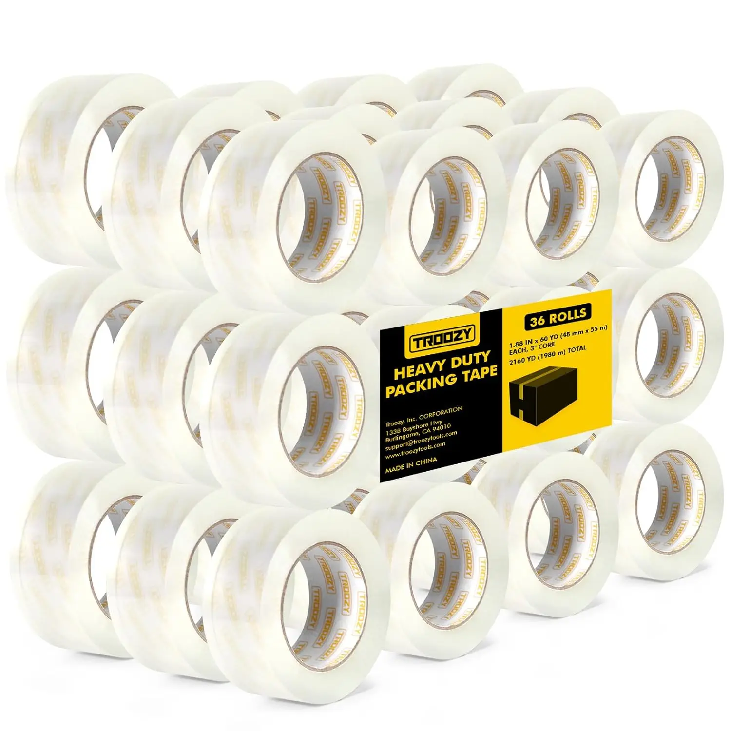Clear Heavy Duty Packing Tape Rifills for Packing Shipping Moving and Storage, 1.85 mil Thick, 1.88 in x 60 yd, 36 Rolls
Clear Heavy Duty Packing Tape Rifills for Packing Shipping Moving and Storage, 1.85 mil Thick, 1.88 in x 60 yd, 36 Rolls