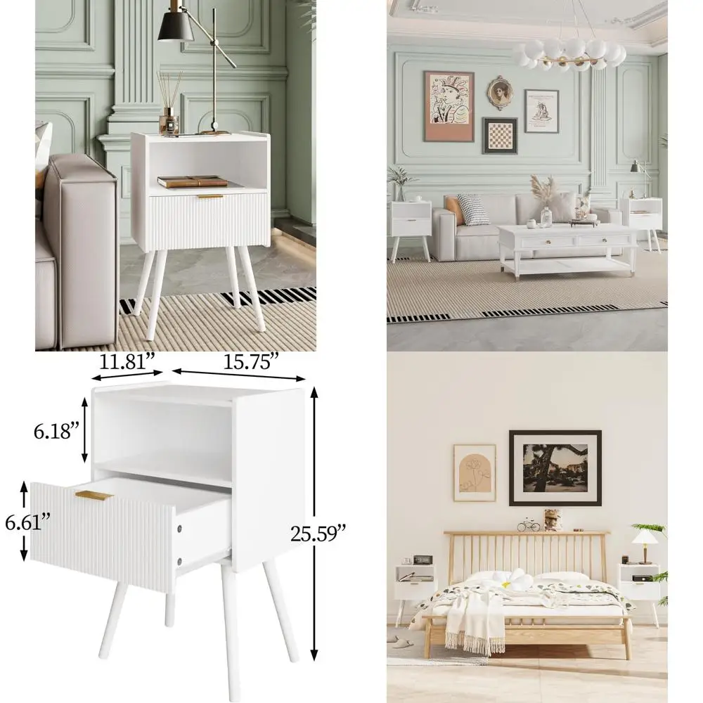 Современная прикроватная тумбочка с ящиком и полкой, белая деревянная тумбочка для гостиной, спальни и небольших помещений, простая в сборке
Современная прикроватная тумбочка с ящиком и полкой, белая деревянная тумбочка для гостиной, спальни и небольших помещений, простая в сборке